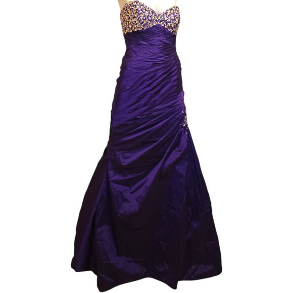 🏷️NWT - MORI LEE Dark Purple Strapless Prom Gown sz 8 - NWT🏷️ - Picture 2 of 13